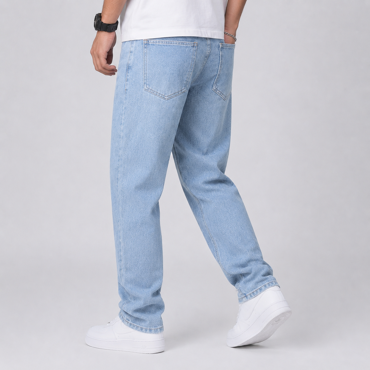 Loose Fit Wide Leg Straight Denim Jeans Men