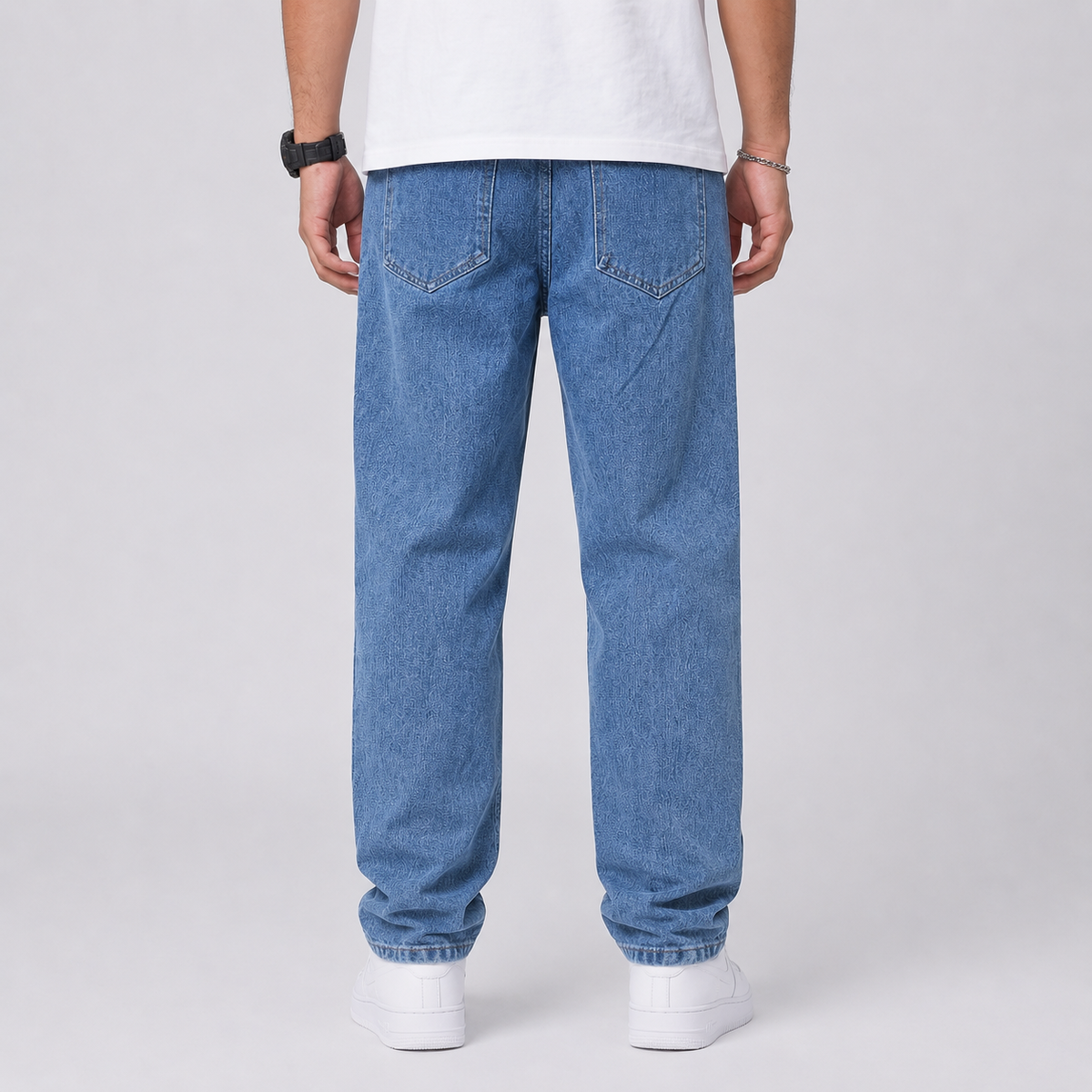 Loose Fit Wide Leg Straight Denim Jeans Men