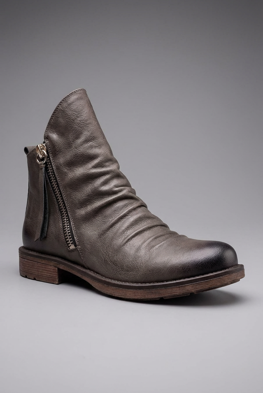 Men’s Side Zip Low Heel Ankle Boots