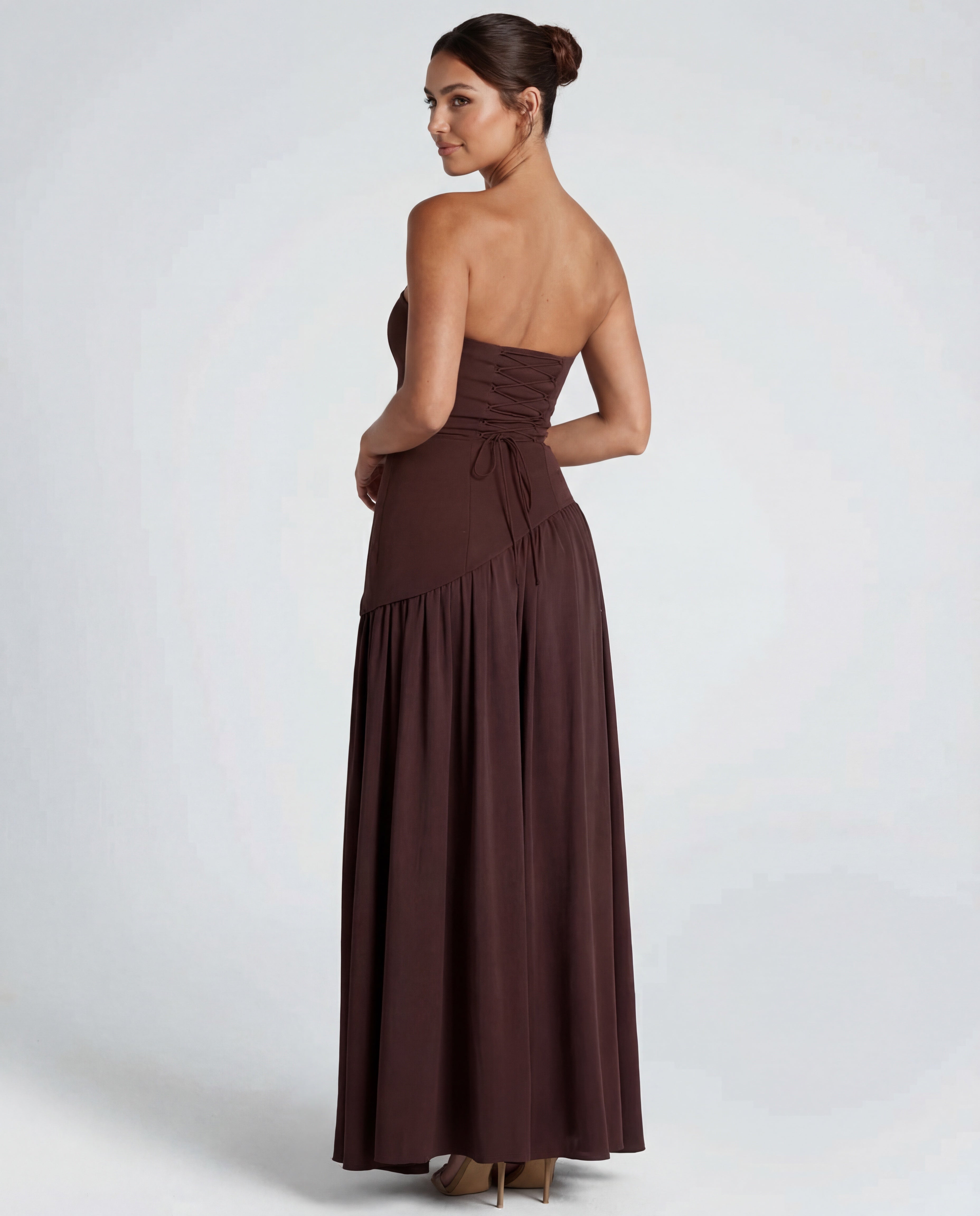 Strapless Corset High Split Occasion Maxi Dress