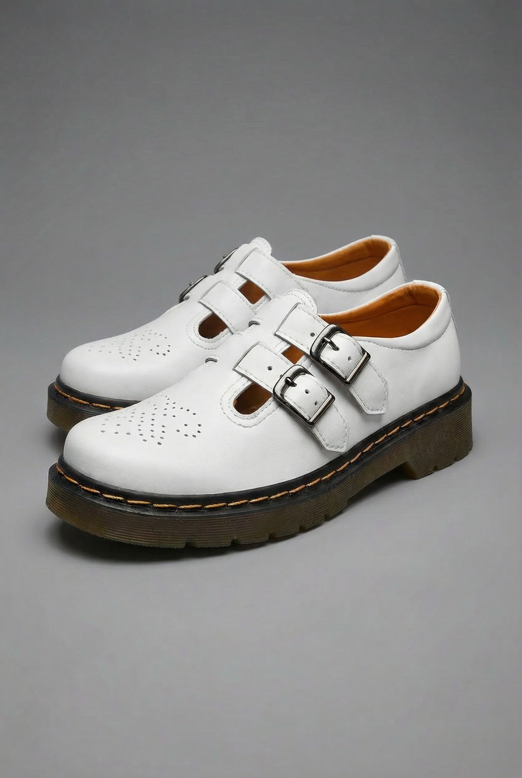 Women’s Leather Style Buckle Shoes Chunky Sole - Mary Jane