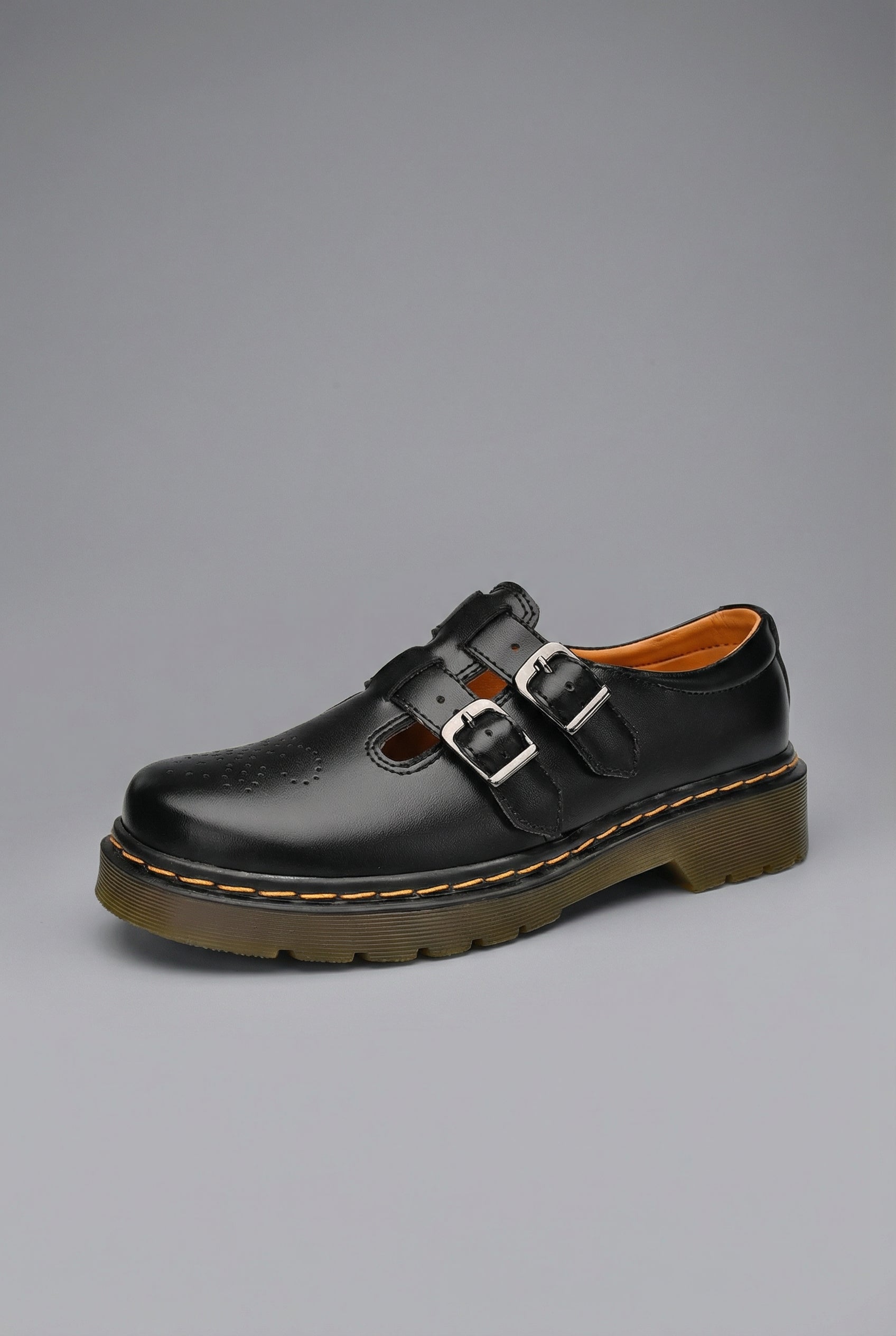 Women’s Leather Style Buckle Shoes Chunky Sole - Mary Jane