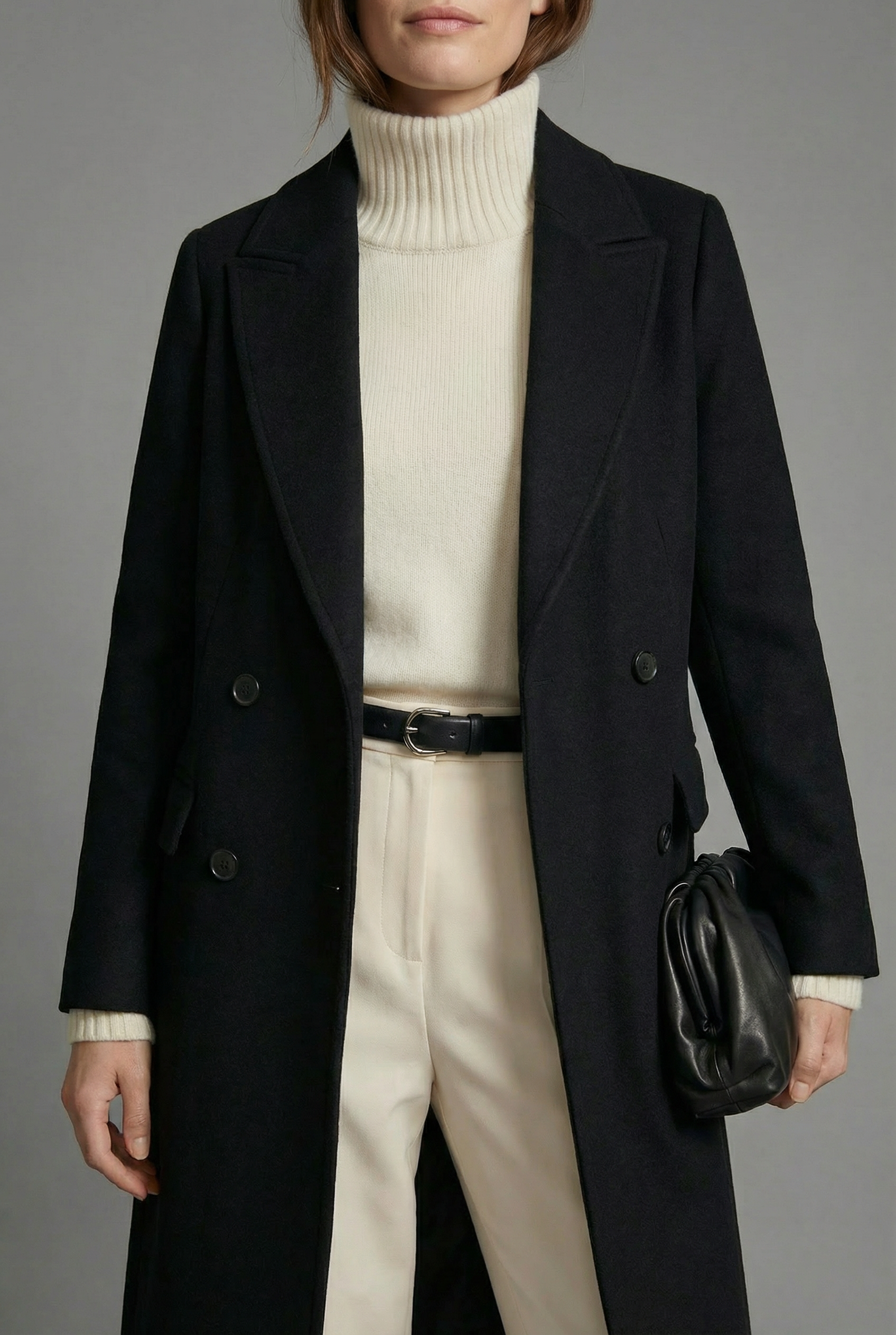 Women’s Black Longline Maxi Overcoat – Tailored Formal Coat