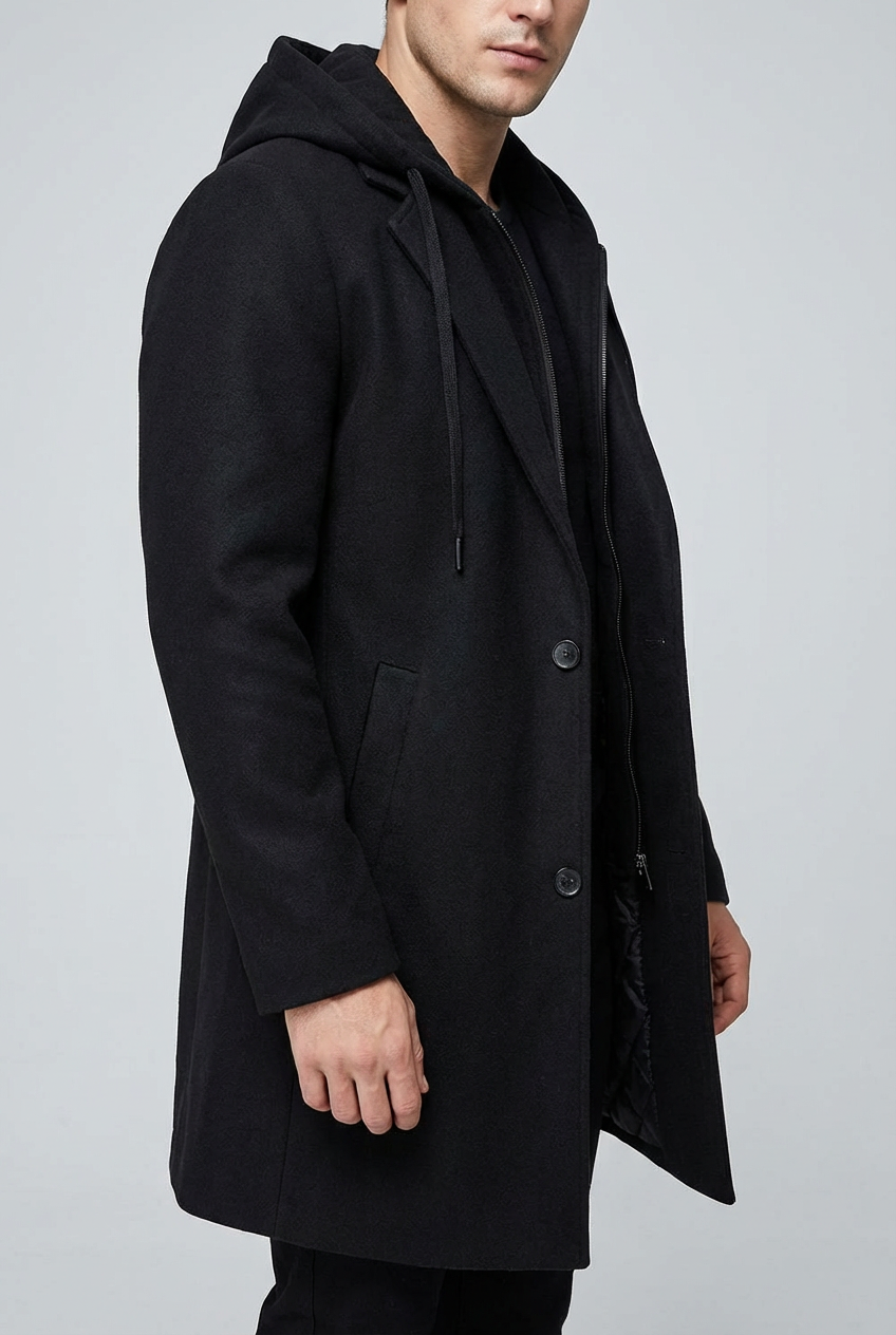 Men's Elegant Warm Fleece Lining Long Coat