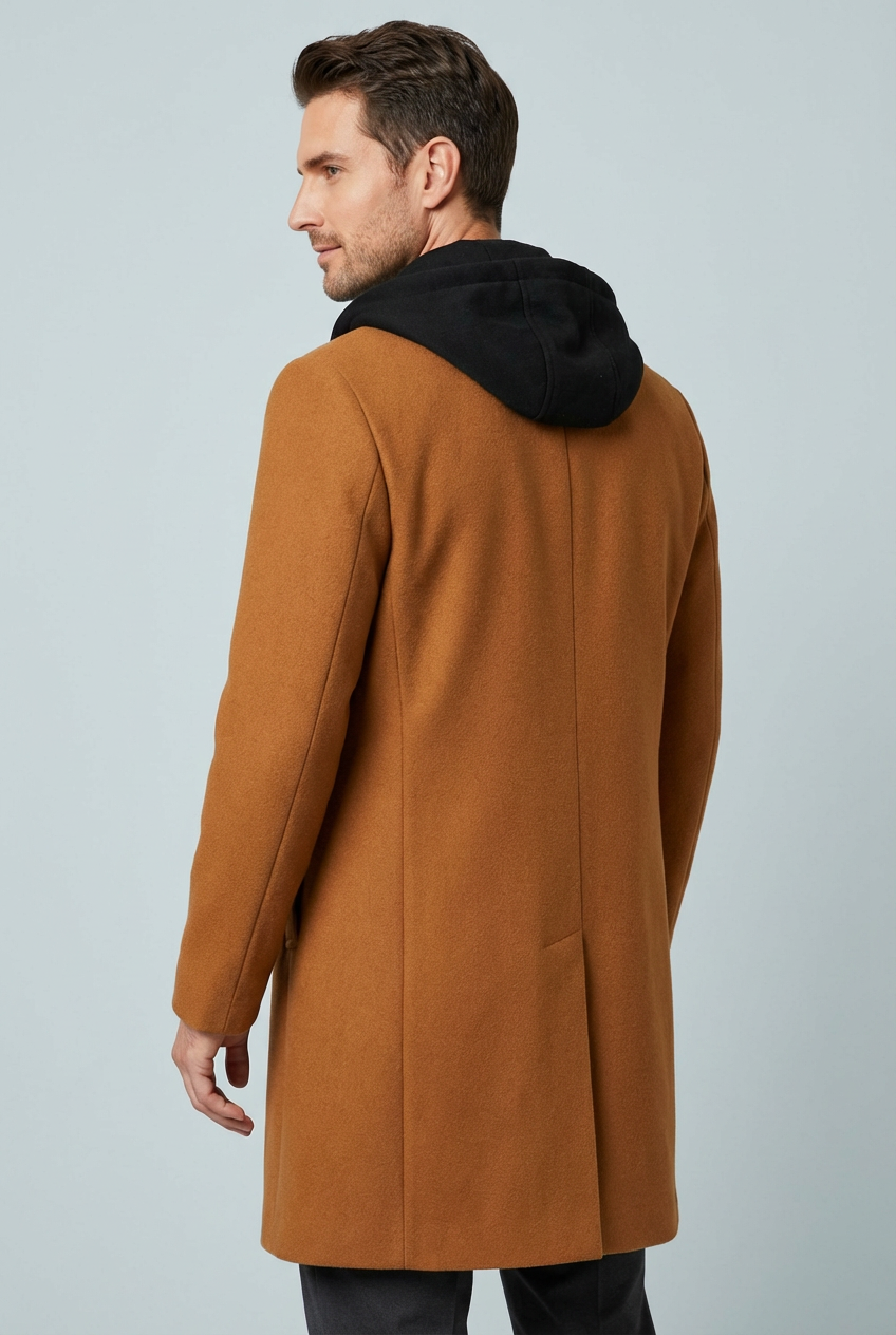 Men's Elegant Warm Fleece Lining Long Coat
