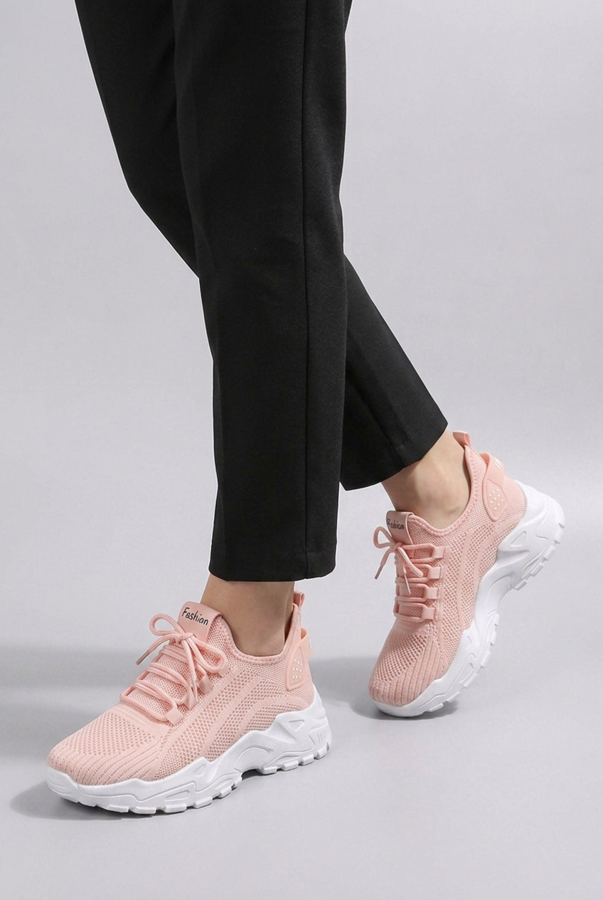 Chunky Sole Mesh Panel Breathable Sports Trainers Women