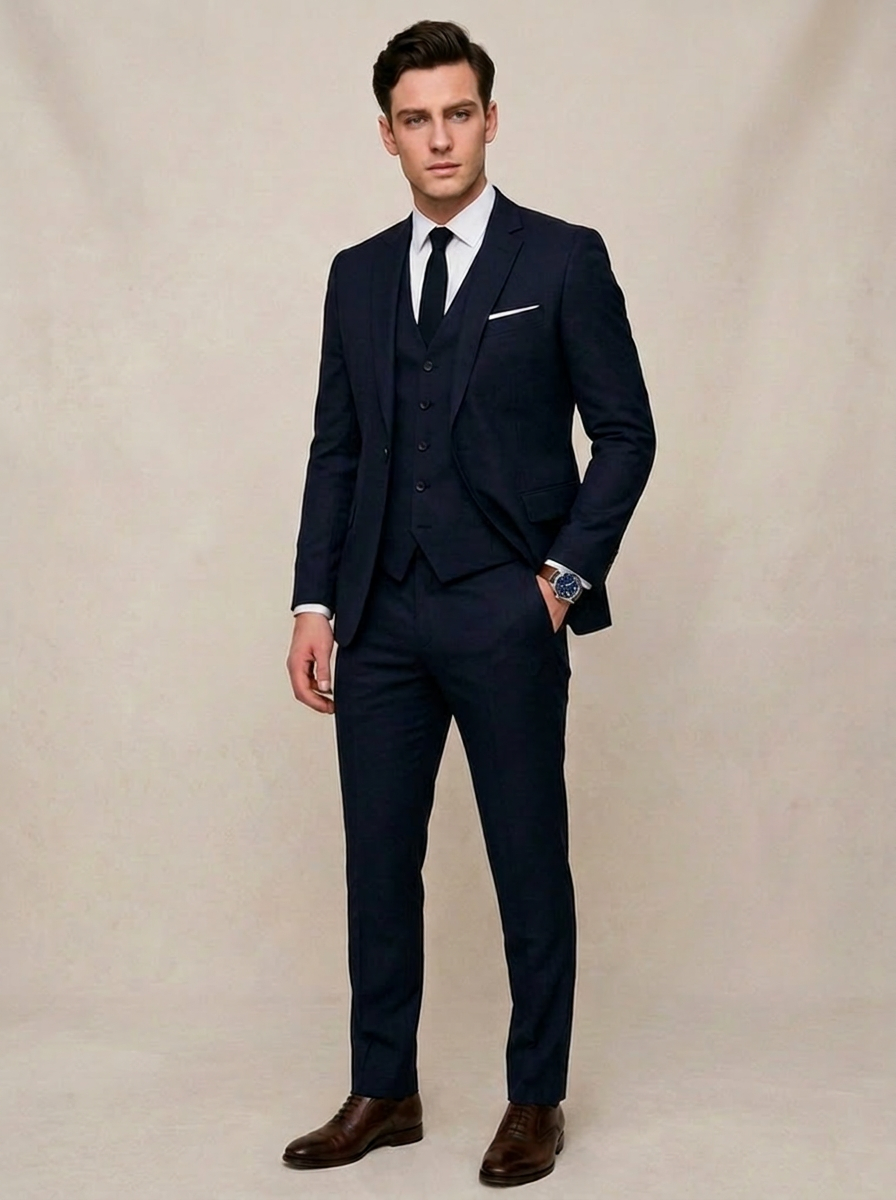 Three Piece Tailored Tie Suit Men