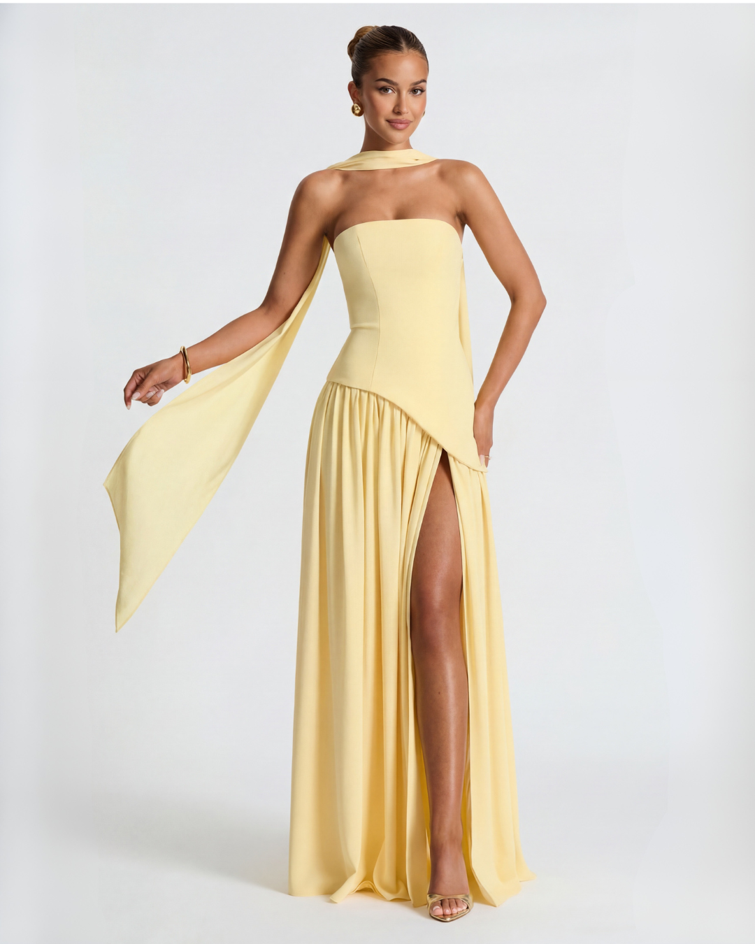 Strapless Corset High Split Occasion Maxi Dress