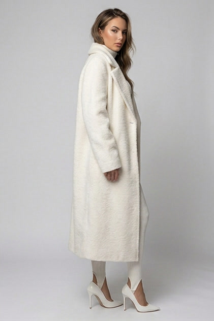 Oversized Longline Wool Style Lapel Coat Women