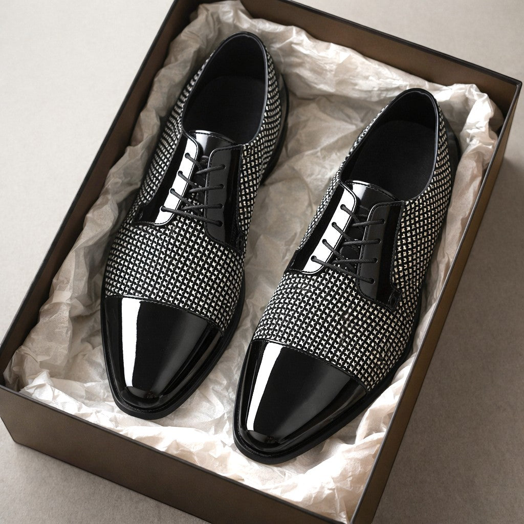 Patent Leather Cap Toe Oxford Shoes Men