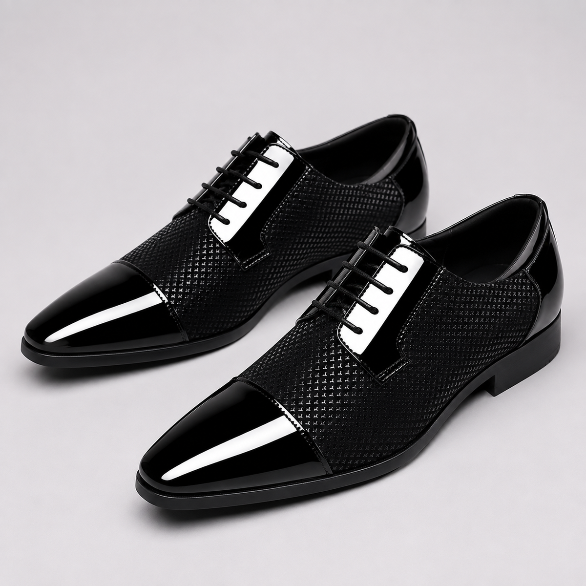 Patent Leather Cap Toe Oxford Shoes Men