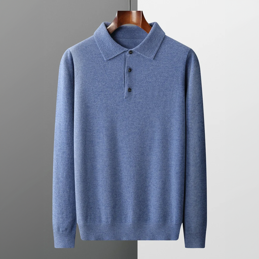 Men’s Polo Collar Knit Sweater – Lightweight Warmth