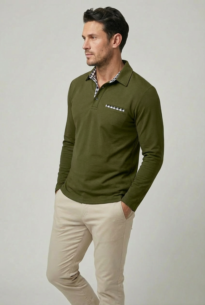 Men’s Classic Long Sleeve Polo Shirt – Smart Casual