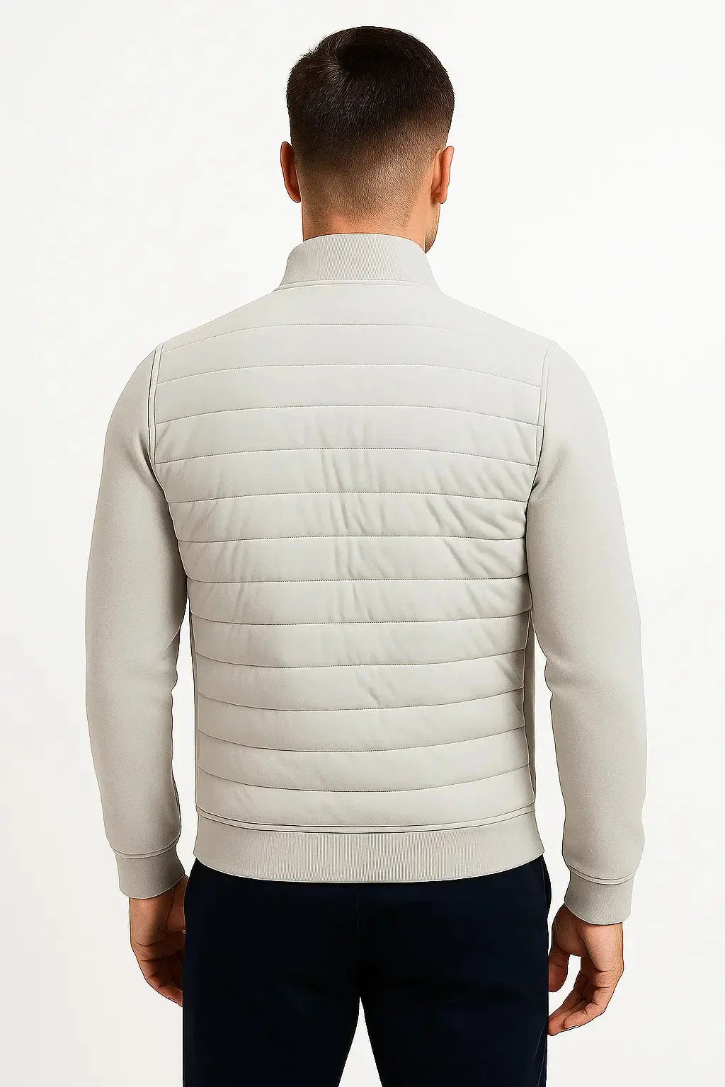 Quilted Jacket Knitted Sleeves Stand Collar Men