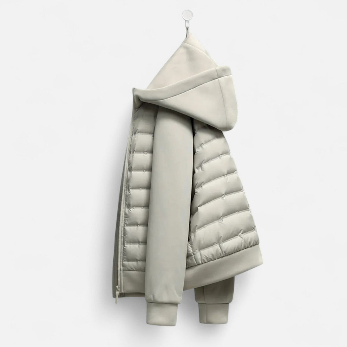 Quilted Panel Hooded Padded Jacket Men