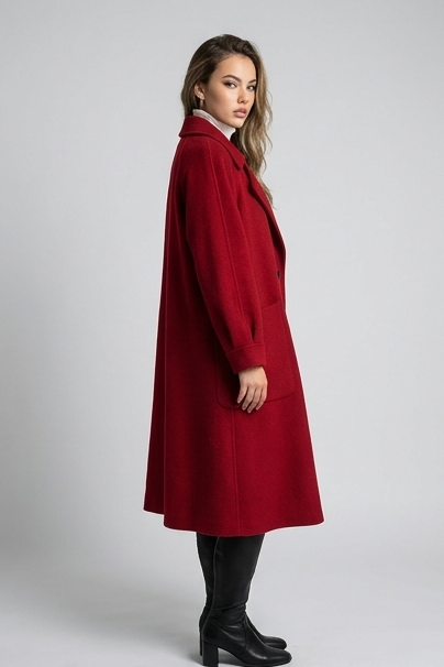 Relaxed Merino Wool Longline Coat With Deep Pockets Women