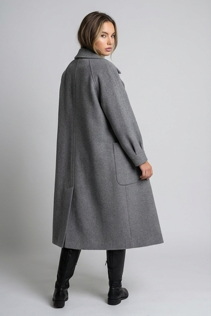 Relaxed Merino Wool Longline Coat With Deep Pockets Women