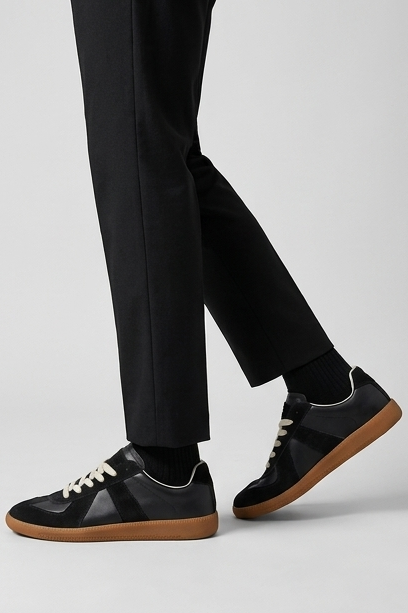 Retro Panelled Lace-Up Low Top Trainers Men