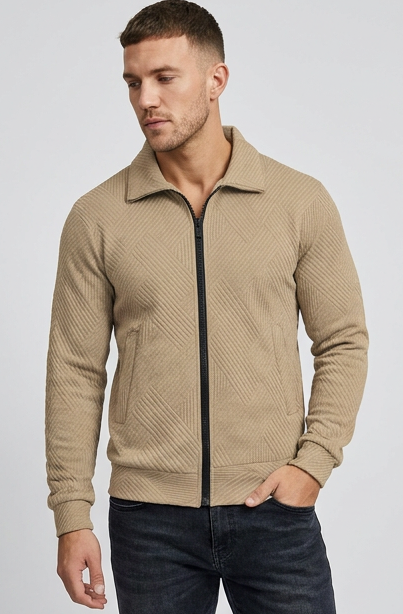 Ribbed Texture Zip Front Knit Vest Men