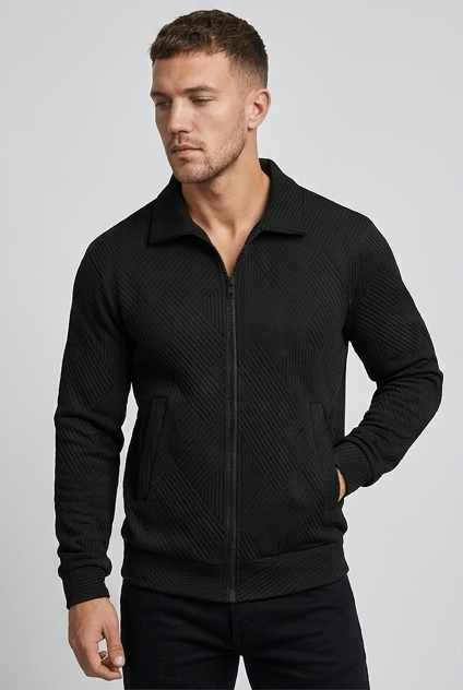 Ribbed Texture Zip Front Knit Vest Men