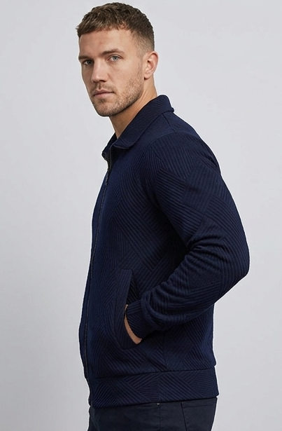 Ribbed Texture Zip Front Knit Vest Men