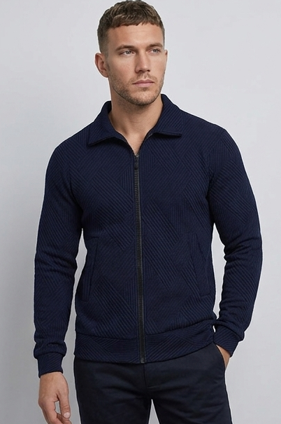Ribbed Texture Zip Front Knit Vest Men