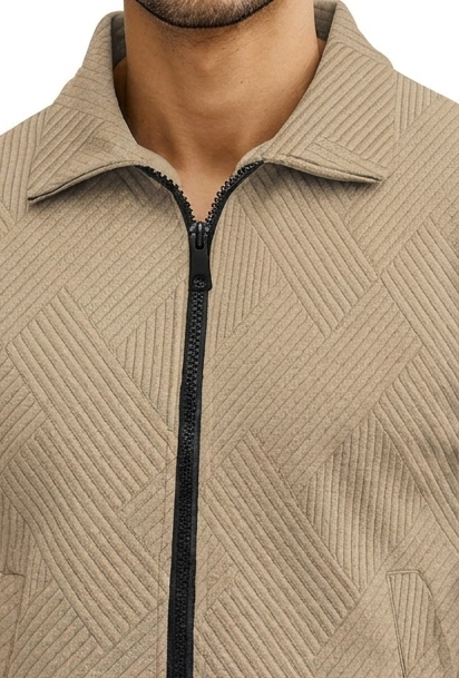 Ribbed Texture Zip Front Knit Vest Men