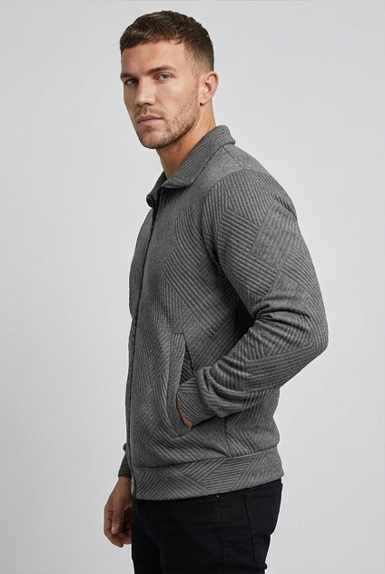 Ribbed Texture Zip Front Knit Vest Men