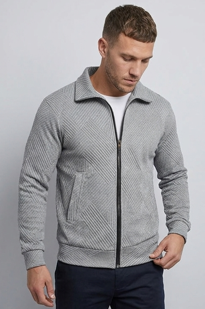 Ribbed Texture Zip Front Knit Vest Men