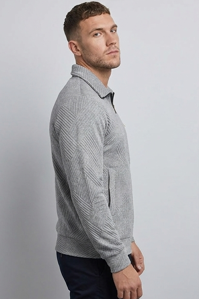 Ribbed Texture Zip Front Knit Vest Men
