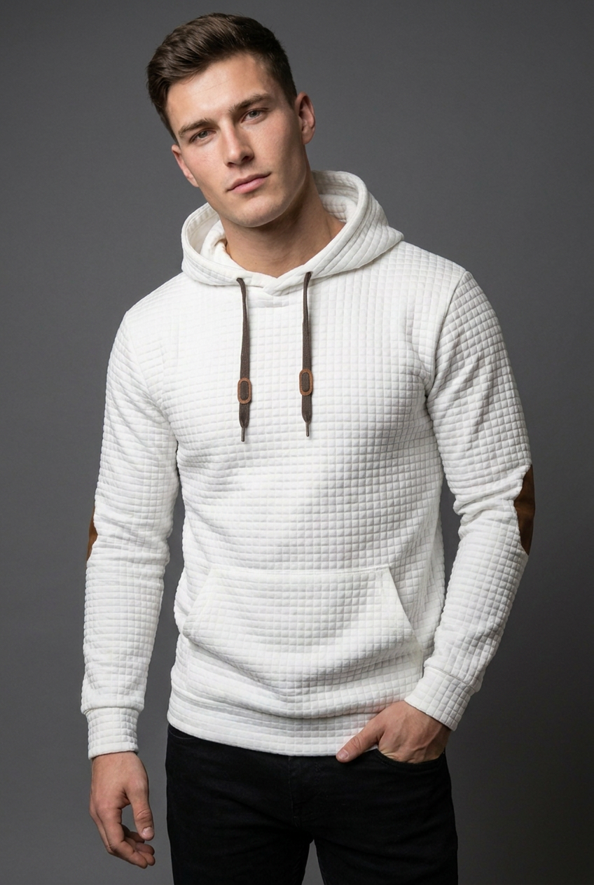 Drawstring Checkered Hooded Jumper Casual Men