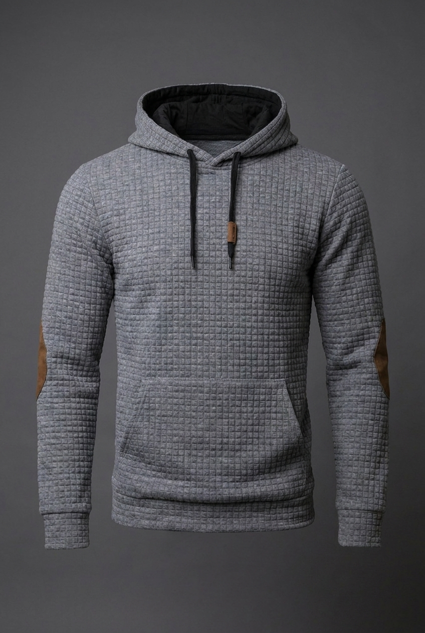 Drawstring Checkered Hooded Jumper Casual Men