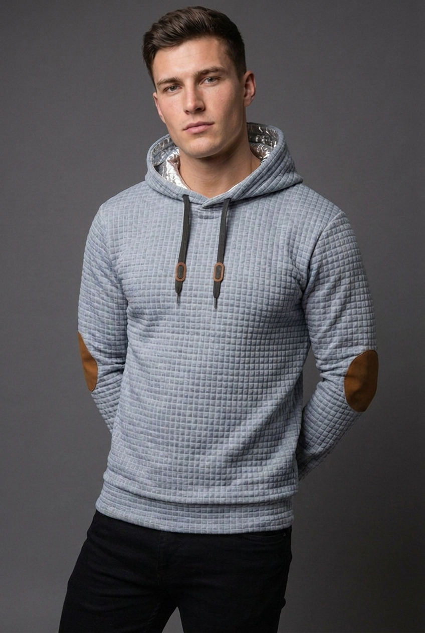 Drawstring Checkered Hooded Jumper Casual Men
