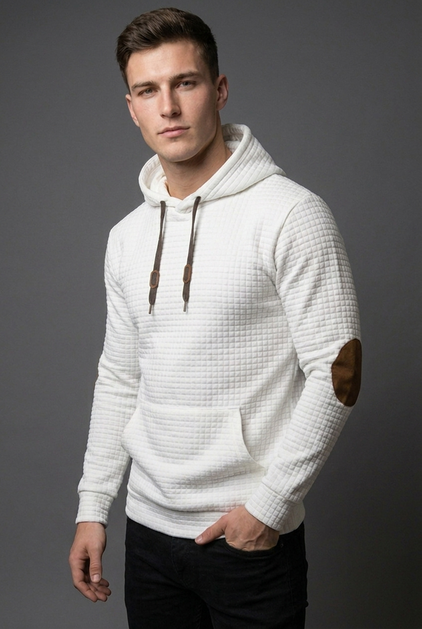 Drawstring Checkered Hooded Jumper Casual Men