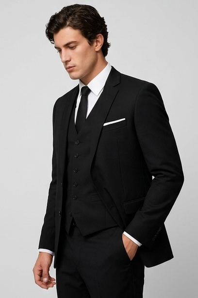 Slim Fit Three Piece Suit With Waistcoat Men