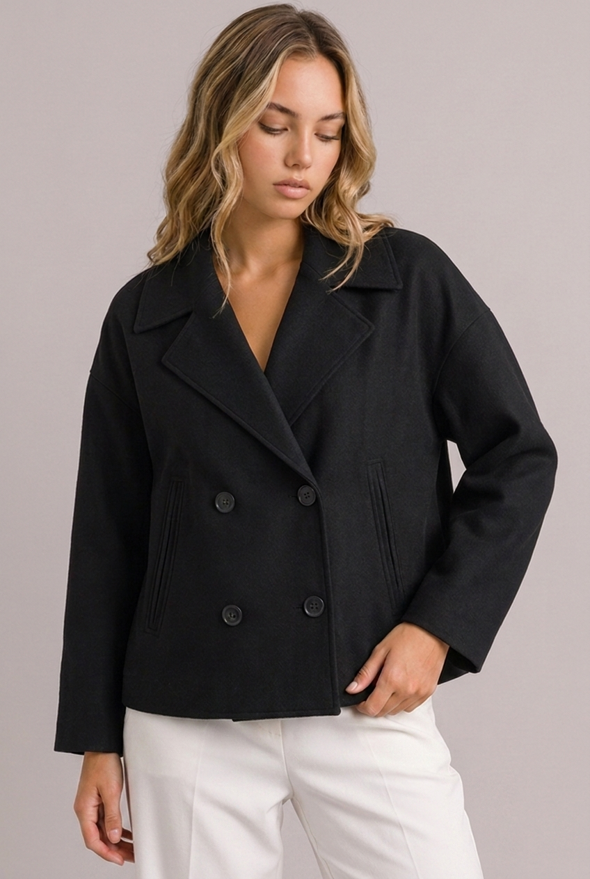 Structured Cropped Tailored Lapel Blazer Jacket Women