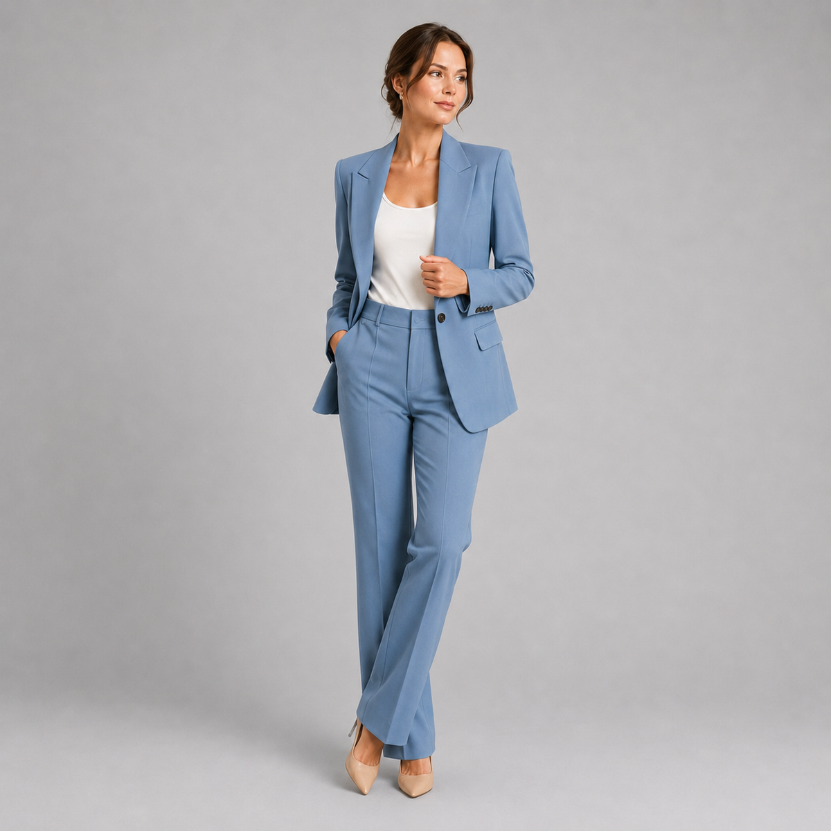 Tailored Blazer High-Waist Trouser Suit Set Women