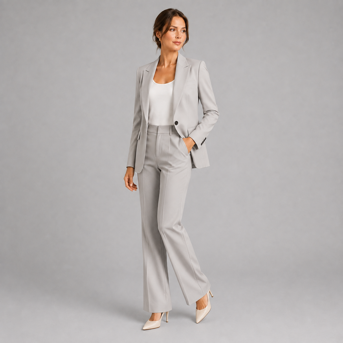Tailored Blazer High-Waist Trouser Suit Set Women