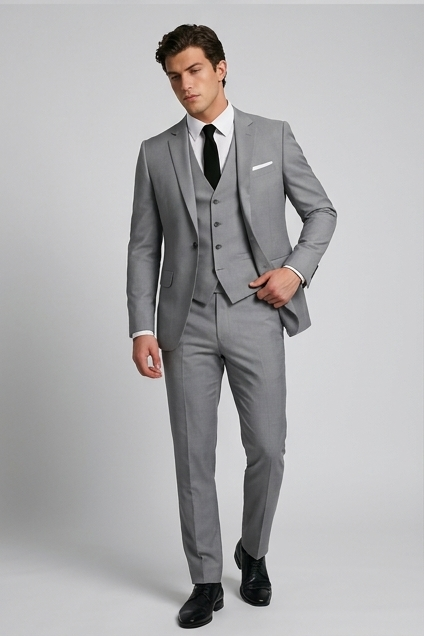 Slim Fit Three Piece Suit With Waistcoat Men