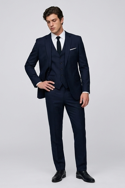 Slim Fit Three Piece Suit With Waistcoat Men