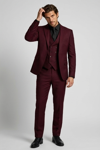 Slim Fit Three Piece Waistcoat Suit Set Men