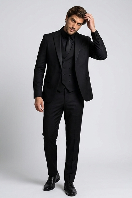 Slim Fit Three Piece Waistcoat Suit Set Men