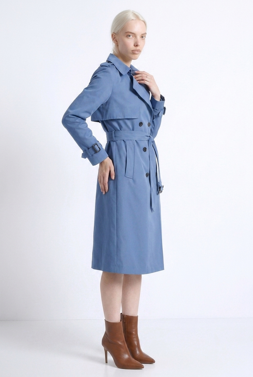 Long Belted Double-Breasted Long Casual Trench Coat Women