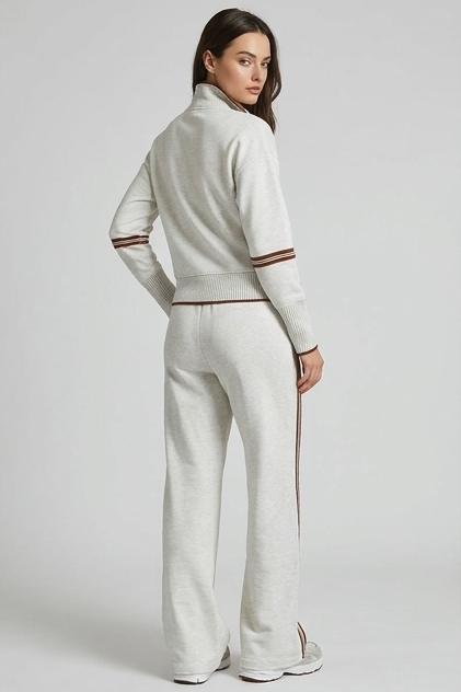 Half-Zip Tracksuit Co-Ord Set Wide-Leg Trousers Women