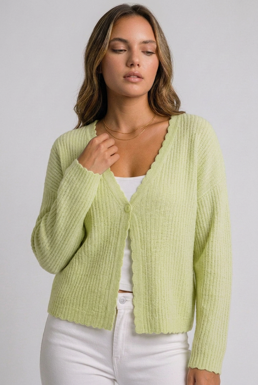 Lightweight V-Neck Buttoned Long Sleeve Cardigan