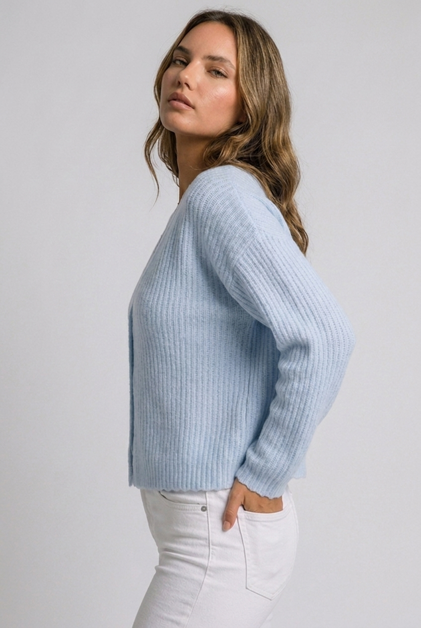 Lightweight V-Neck Buttoned Long Sleeve Cardigan