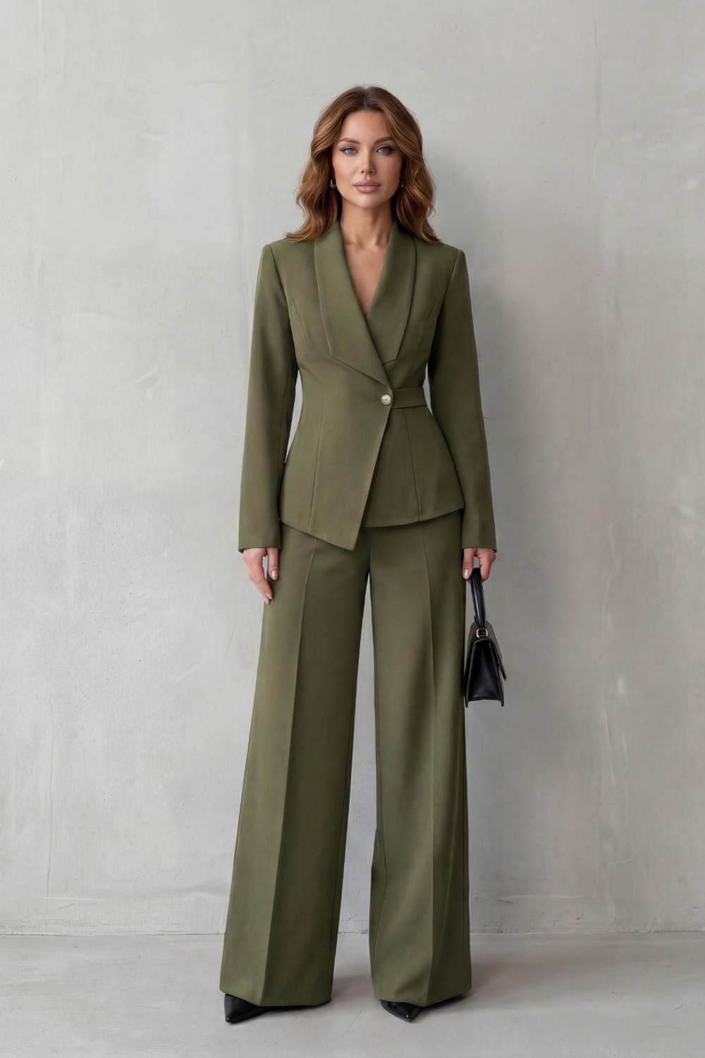 Tailored Blazer Wide Leg Trouser Suit Set Women