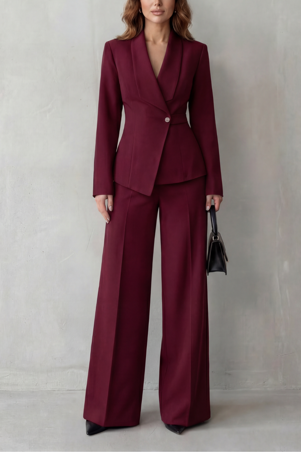 Tailored Blazer Wide Leg Trouser Suit Set Women