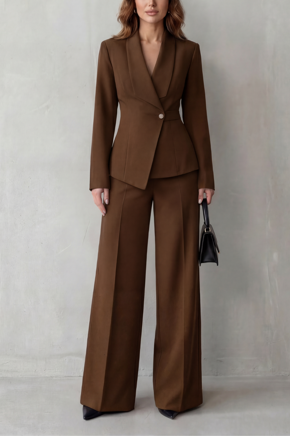 Tailored Blazer Wide Leg Trouser Suit Set Women