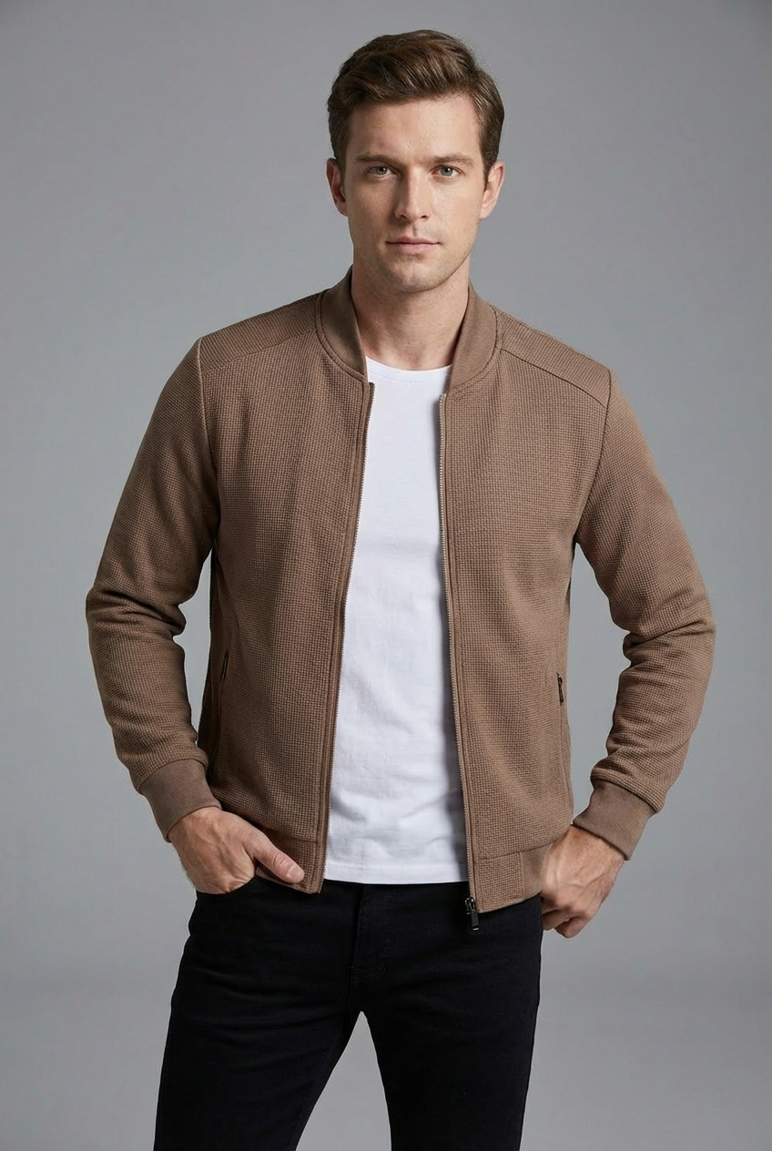 Men’s Zip Up Spring Jacket Casual Smart Old Money Style